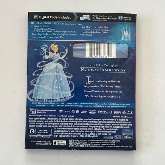 Disney Cinderella 1, 2 & 3 Blu-Ray + DVD + Digital Code Bundle of Two NEW - Picture 4 of 6
